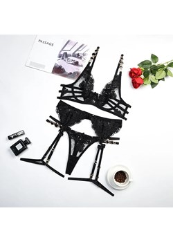 Seksowny komplet bielizny z kryształkami - Czarny S ze sklepu Intimica.pl w kategorii Komplety bielizny damskiej - zdjęcie 188964466