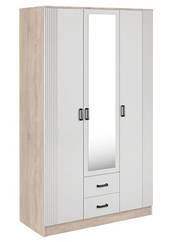 Szafa skandynawska z lustrem dąb sonoma + biały - Elviona ze sklepu Edinos.pl w kategorii Szafy - zdjęcie 188966029