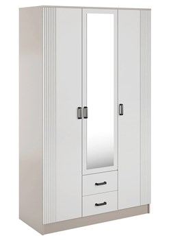 Szafka uchylna z lustrem i szufladami kaszmir + biały - Elviona ze sklepu Edinos.pl w kategorii Szafy - zdjęcie 188966036