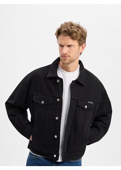 Calvin Klein Jeans Męska kurtka dżinsowa Mężczyźni Bawełna (100%) czarny jednolity ze sklepu vangraaf w kategorii Kurtki męskie - zdjęcie 188968948