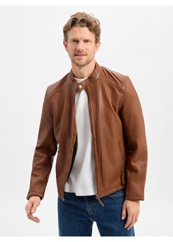 Finshley & Harding Męska kurtka skórzana Mężczyźni skóra koniakowy jednolity ze sklepu vangraaf w kategorii Kurtki męskie - zdjęcie 188968959