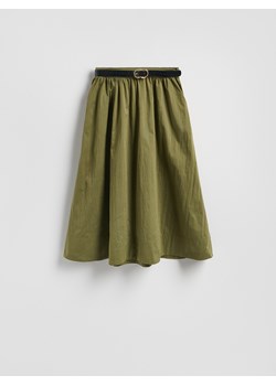 Reserved - Spódnica midi z paskiem - ciemnozielony ze sklepu Reserved w kategorii Spódnice - zdjęcie 188970335