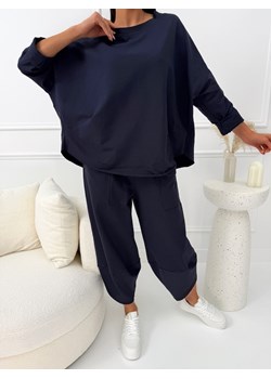 Granatowy Komplet Bluzka + Spodnie ze sklepu ModnaKiecka.pl w kategorii Komplety i garnitury damskie - zdjęcie 188980217
