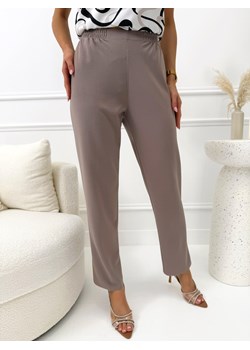 Cappuccino Spodnie z Gumką w Pasie ze sklepu ModnaKiecka.pl w kategorii Spodnie damskie - zdjęcie 188980237