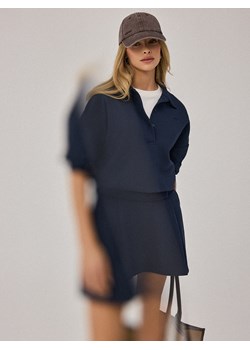 Mohito - Longsleeve z kołnierzykiem - granatowy ze sklepu Mohito w kategorii Bluzki damskie - zdjęcie 188980335