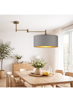 Szara lampa sufitowa na wysięgniku z abażurem ze złotym wnętrzem RANGUN GOLD w stylu skandynawskim ze sklepu Lysne w kategorii Lampy sufitowe - zdjęcie 188980596