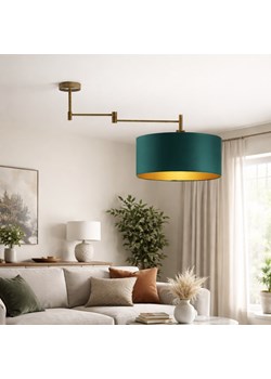 Lampa sufitowa na wysięgniku w stylu urban jungle RANGUN GOLD z abażurem 40 cm zieleń butelkowa ze złotym wnętrzem ze sklepu Lysne w kategorii Lampy sufitowe - zdjęcie 188980598