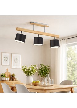 Czarny 3-płomienny plafon z drewna HOLLYWOOD ze sklepu Lysne w kategorii Lampy sufitowe - zdjęcie 188980599