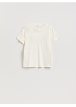 Reserved - T-shirt z sercem - złamana biel ze sklepu Reserved w kategorii Bluzki damskie - zdjęcie 188980655