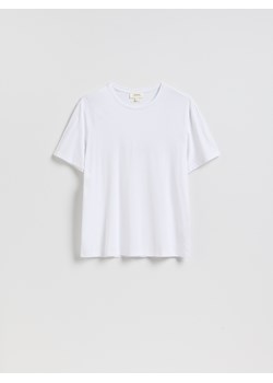 Reserved - T-shirt regular z merceryzowaną bawełną - biały ze sklepu Reserved w kategorii T-shirty męskie - zdjęcie 188981436