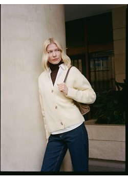 Reserved - Wełniany kardigan - jasnożółty ze sklepu Reserved w kategorii Swetry damskie - zdjęcie 188981686