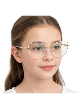 Okulary dla dziewczynki kocie zerówki do komputera BLUE LIGHT 25187G Biały/Złoty ze sklepu Stylion w kategorii Akcesoria dziecięce - zdjęcie 188981907