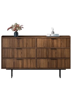 Komoda z 6 szufladami na nóżkach orzech warmia T9-G69 ze sklepu Edinos.pl w kategorii Komody - zdjęcie 188982069