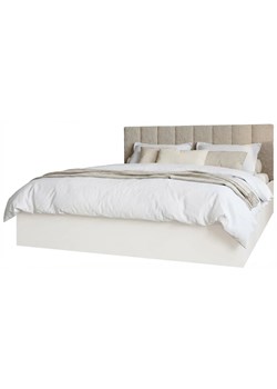 Białe dwuosobowe łóżko z zagłówkiem boucle 140x200 T4-W13 ze sklepu Edinos.pl w kategorii Łóżka i materace - zdjęcie 188982129