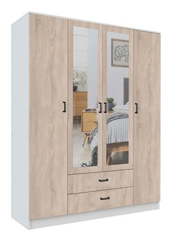 Skandynawska szafa uchylna  biały + dąb sonoma - Orvexa ze sklepu Edinos.pl w kategorii Szafy - zdjęcie 188982218