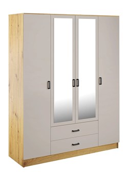 Czterodrzwiowa szafa z lustrem dąb artisan + kaszmir - Orvexa ze sklepu Edinos.pl w kategorii Szafy - zdjęcie 188982227