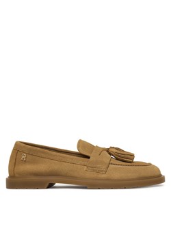 Mokasyny Tommy Hilfiger Light Suede Tassel Loafer FW0FW09285 Brązowy ze sklepu eobuwie.pl w kategorii Mokasyny damskie - zdjęcie 188982239