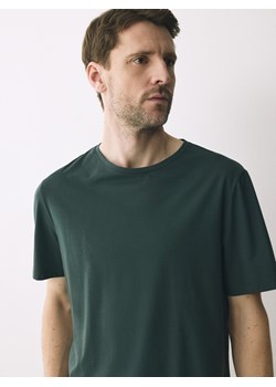 Reserved - T-shirt regular z merceryzowaną bawełną - zielony ze sklepu Reserved w kategorii T-shirty męskie - zdjęcie 188982357