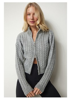 Happiness Istanbul Kardigan w kolorze szarym ze sklepu Limango Polska w kategorii Swetry damskie - zdjęcie 188983355