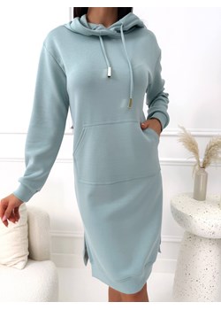 Miętowa Sportowa Sukienka z Kapturem ze sklepu ModnaKiecka.pl w kategorii Sukienki - zdjęcie 188983517