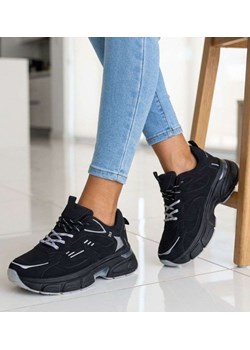 Czarne buty sportowe sneakersy na grubej podeszwie /E7-1 18829 W391/ ze sklepu Pantofelek24.pl w kategorii Buty sportowe damskie - zdjęcie 188984615