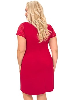 Elegancka koszulka nocna z koronką plus size Sonia, Kolor bordowy, Rozmiar 3XL, Donna ze sklepu Intymna w kategorii Koszule nocne - zdjęcie 188985087