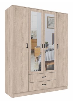 Skandynawska szafa z lustrem w kolorze dąb sonoma K4-D05 ze sklepu Edinos.pl w kategorii Szafy - zdjęcie 188985105