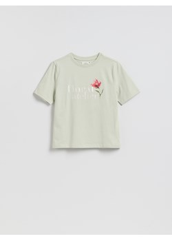 Reserved - Bawełniany t-shirt z nadrukiem - jasnozielony ze sklepu Reserved w kategorii Bluzki damskie - zdjęcie 188985706