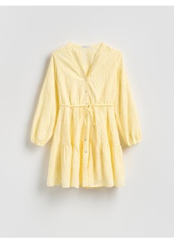 Reserved - Sukienka z haftem - jasnożółty ze sklepu Reserved w kategorii Sukienki - zdjęcie 188985869