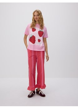 Reserved - T-shirt z nadrukiem - pastelowy róż ze sklepu Reserved w kategorii Bluzki damskie - zdjęcie 188985907