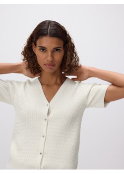 Reserved - Kardigan ze strukturalnym splotem - kremowy ze sklepu Reserved w kategorii Swetry damskie - zdjęcie 188986199