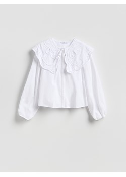 Reserved - Bluzka z ozdobnym kołnierzem - biały ze sklepu Reserved w kategorii Bluzki damskie - zdjęcie 188986215
