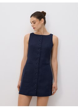 Reserved - Lniana sukienka mini - granatowy ze sklepu Reserved w kategorii Sukienki - zdjęcie 188986337