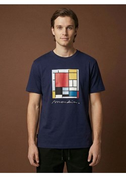 Sinsay - Bawełniana koszulka z nadrukiem - granatowy ze sklepu Sinsay w kategorii T-shirty męskie - zdjęcie 188986595