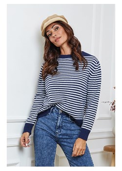 So Cachemire Sweter "Dweg" w kolorze granatowo-białym ze sklepu Limango Polska w kategorii Swetry damskie - zdjęcie 188987055