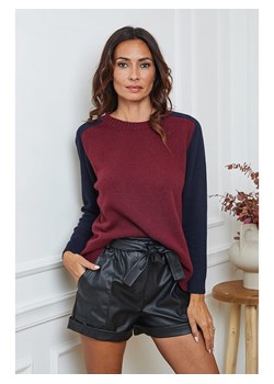 So Cachemire Sweter "Kaleis" w kolorze granatowo-bordowym ze sklepu Limango Polska w kategorii Swetry damskie - zdjęcie 188987205