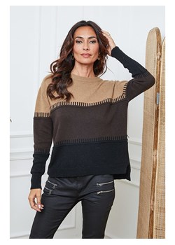 So Cachemire Sweter "Lurcia" w kolorze brązowo-czarno-jasnobrązowym ze sklepu Limango Polska w kategorii Swetry damskie - zdjęcie 188987345