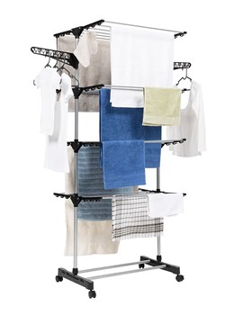 IDOMYA Essentials Suszarka w kolorze srebrno-czarnym na pranie - 129 x 165 x 58 cm ze sklepu Limango Polska w kategorii Akcesoria łazienkowe - zdjęcie 188994045