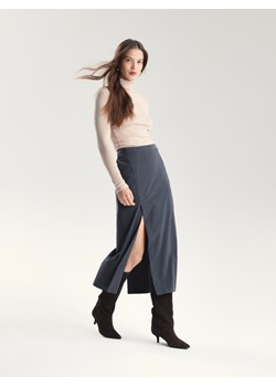 Reserved - Spódnica midi z rozcięciem - szary ze sklepu Reserved w kategorii Spódnice - zdjęcie 188998156