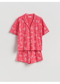 Reserved - Dwuczęściowa piżama z bawełny - fuksja ze sklepu Reserved w kategorii Piżamy damskie - zdjęcie 188998425