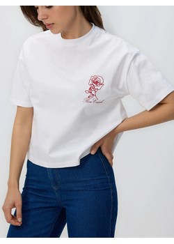 Reserved - T-shirt z haftem - biały ze sklepu Reserved w kategorii Bluzki damskie - zdjęcie 189000799