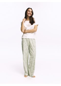 Reserved - Dwuczęściowa piżama z bawełny - jasnozielony ze sklepu Reserved w kategorii Piżamy damskie - zdjęcie 189000947