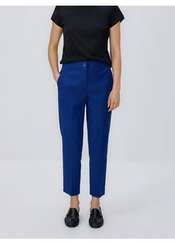 Reserved - Spodnie w kant z bawełną - niebieski ze sklepu Reserved w kategorii Spodnie damskie - zdjęcie 189001067