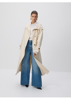 Reserved - Trencz z bawełną - beżowy ze sklepu Reserved w kategorii Płaszcze damskie - zdjęcie 189001378