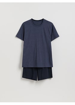 Reserved - Dwuczęściowa piżama z bawełny - granatowy ze sklepu Reserved w kategorii Piżamy męskie - zdjęcie 189005075