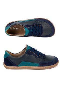 Barefoot damskie skórzane ALMA – miejskie buty casual zero drop granatowe ze sklepu butyolivier w kategorii Półbuty damskie - zdjęcie 189005908