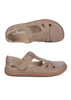 Buty damskie BAREFOOT Ultralekkie półsandały Olivier 1285 na rzep cappuccino ze sklepu butyolivier w kategorii Półbuty damskie - zdjęcie 189005977