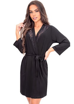 Czarny szlafrok damski z wiskozy Sonia, Kolor czarny, Rozmiar S, Donna ze sklepu Primodo w kategorii Szlafroki damskie - zdjęcie 189006877