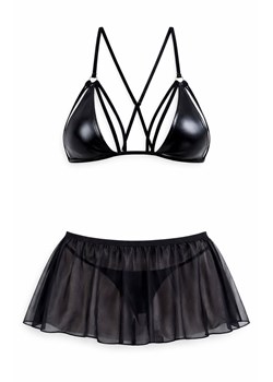 Wetlook czarny komplet damski Behati, Kolor czarny, Rozmiar S, Glossy ze sklepu Intymna w kategorii Komplety bielizny damskiej - zdjęcie 189007209