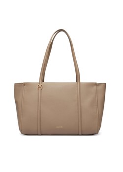 Torebka Calvin Klein Emblem Hw Pebble Tote LV04F3424G Beżowy ze sklepu eobuwie.pl w kategorii Torby Shopper bag - zdjęcie 189007309